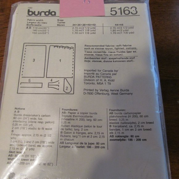 2 Burda VTG 80s Uncut Sewing Patterns Sealed - #5163 Skirt & #6399 Suit Sz 8-20 - Picture 5 of 10